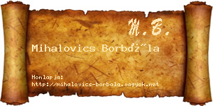 Mihalovics Borbála névjegykártya